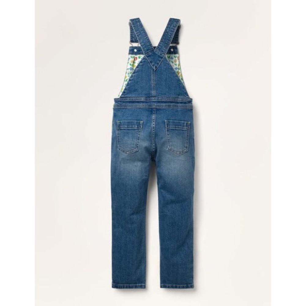 Boden Fun Overalls in Light Vintage Denim Rainbow - Picture 4 of 11